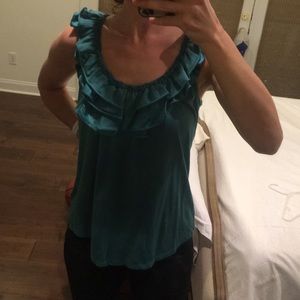 Anthropologie Bordeaux ruffle tank in teal
